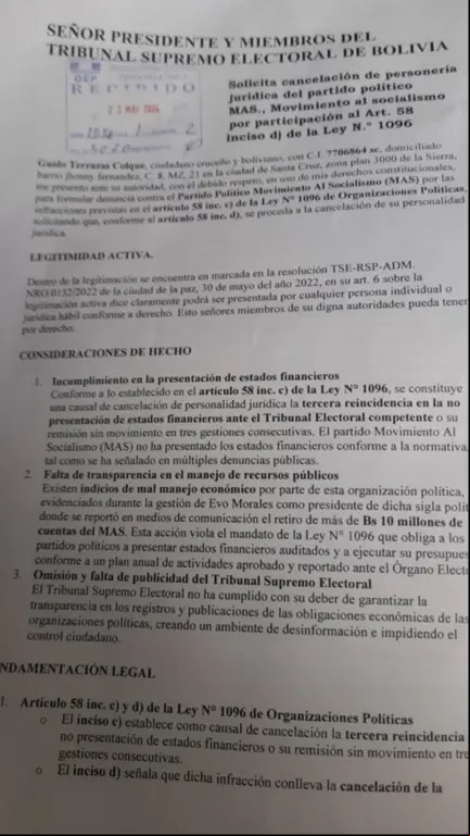 Guido Terrazas contra el MAS