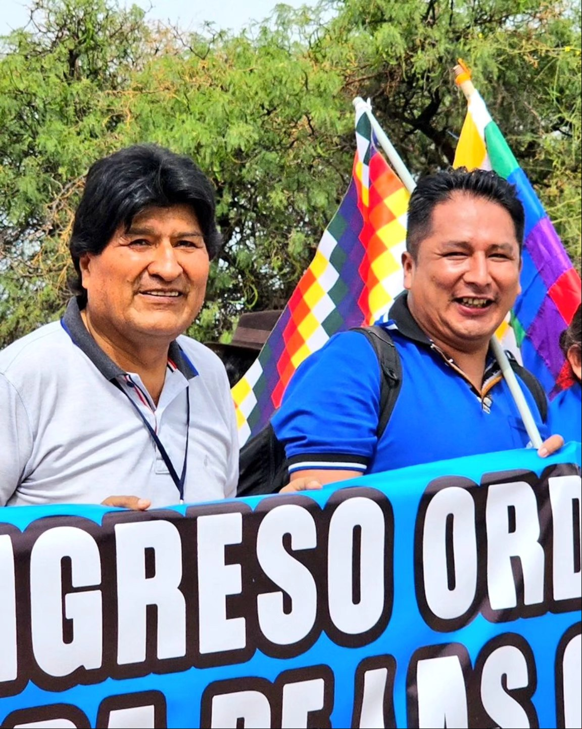 Evo Morales junto al dirigente intercultural, Enrique Mamani.