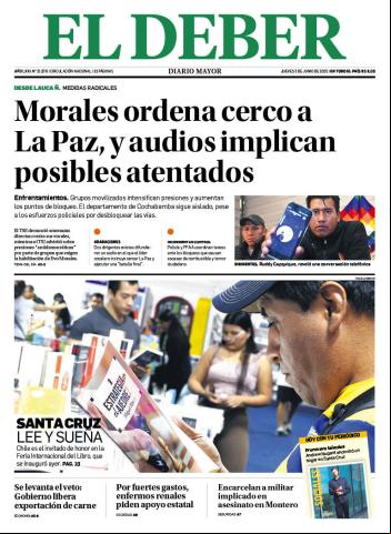 Tapa EL DEBER jueves 05.06.2025