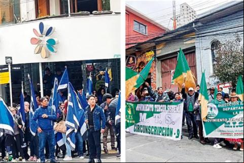 Militantes del MAS y del MTS, muestran su fuerza cerca del Tribunal Supremo Electoral, en La Paz
